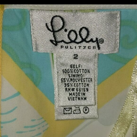 Vintage Lilly Pulitzer strapless patchwork summer ocean dress Sz 2 - Picture 8 of 8